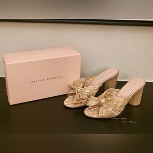 Loeffler Randall Gold Penny Knot Mules